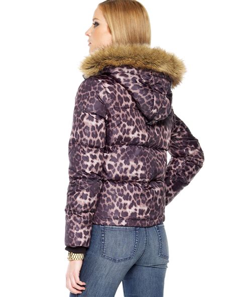 leopard print michael kors coat|michael kors reversible puffer coat.